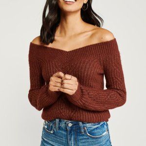 Abercrombie Off The Shoulder Red Sweater